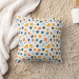 Almofada Monogram Name Blue Orange Yellow Cute Cats 