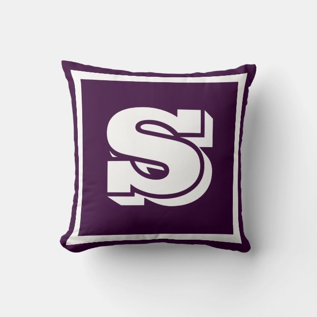 Almofada MONOGRAM Roxo Sólido Suave Escuro Uva lisa travess (Frente)