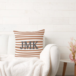 Almofada Monogram Terracotta Modern Stripes Minimalist 