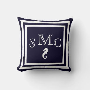 Almofada MONOGRAM travesseiro azul-escuro sólido