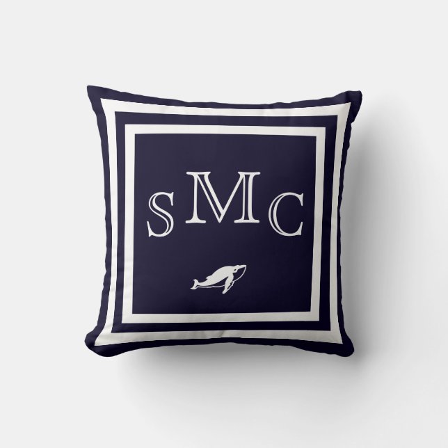 Almofada MONOGRAM travesseiro azul-escuro sólido (Frente)