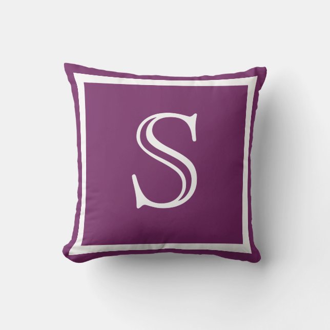 Almofada MONOGRAM Travesseiro roxo sólido suave de uva lisa (Frente)