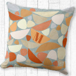 Almofada Monograma Abstrato moderno forma laranja<br><div class="desc">meio século abstrato em formas orgânicas modernas em laranja,  espuma marinha e creme. Arte original de Nic Squirrell. Mude o monograma inicial para personalizar.</div>