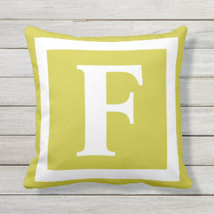 Almofada Monograma Amarelo Dourado Branco inicial