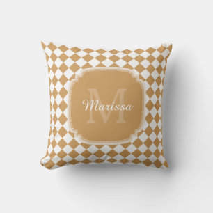 Almofada Monograma Amarelo Dourado Verificado Com Nome