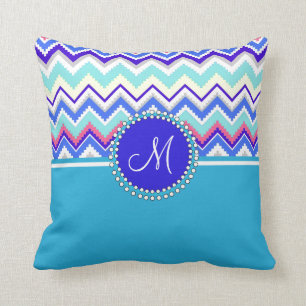 Almofada Monograma Aztec Andes Chevron Zig Zags