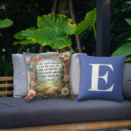 Almofada Monograma Azul de Escritura de Jardim Floral