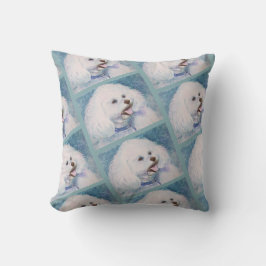 Almofada MONOGRAMA BICHON FRISE BRANCO Aquarela