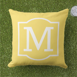 Almofada Monograma Branco Amarelo Brilhante em Suporte