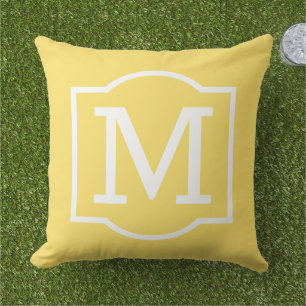 Almofada Monograma Branco Amarelo Brilhante em Suporte