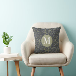 Almofada Monograma Branco de queda amarela verde moderna e