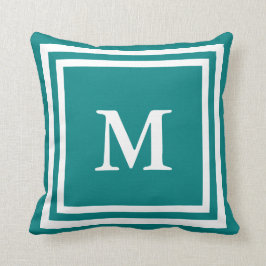 Almofada Monograma Branco Personalizado em Teal