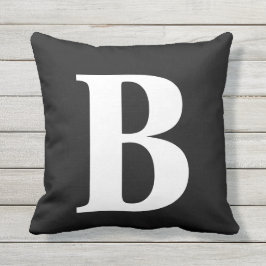 Almofada Monograma Branco Preto Proporção Inicial
