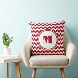 Almofada Monograma Chevron Vermelho Moderno