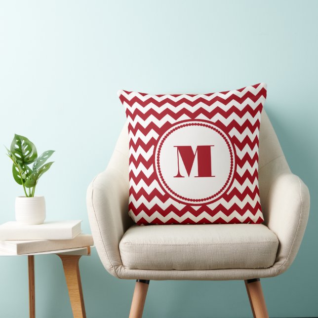 Almofada Monograma Chevron Vermelho Moderno (Cadeira)