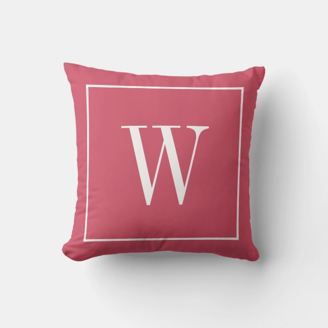 Almofada Monograma Chic Inicial com Estilo Atualizado Rosa  (Frente)