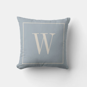 Almofada Monograma Chic Inicial Soft Farmhouse Azul e Marfi