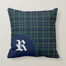 Almofada Monograma clássico da xadrez de Tartan de
