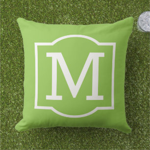 Almofada Monograma Clássico em Verde Lima Branco