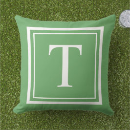 Almofada Monograma Clássico Quadrado Branco Verde