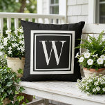 Almofada Monograma Clássico Quadrado Preto e Branco<br><div class="desc">Crie sua própria almofada personalizada em qualquer combinação de cores para combinar perfeitamente com a decoração da sua casa em qualquer espaço! Use as ferramentas de design para alterar a cor do fundo e a cor da borda quadrada, ou adicione seu próprio texto para incluir um nome, iniciais de monograma...</div>