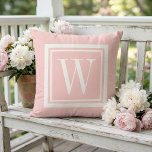 Almofada Monograma Clássico Quadrado Rosa e Branco de Pétal<br><div class="desc">Crie sua própria almofada personalizada em qualquer combinação de cores para combinar perfeitamente com a decoração da sua casa em qualquer espaço! Use as ferramentas de design para alterar a cor do fundo e a cor da borda quadrada, ou adicione seu próprio texto para incluir um nome, iniciais de monograma...</div>