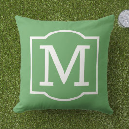 Almofada Monograma Clássico Verde Branco em Suporte