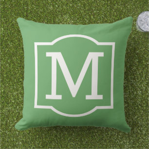 Almofada Monograma Clássico Verde Branco em Suporte