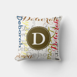 Almofada monograma com o nome de padrão na moda decor