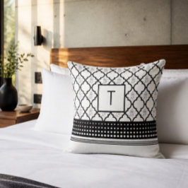 Almofada Monograma com Padrão Preto e Branco