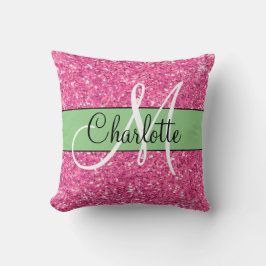 Almofada Monograma cor-de-rosa brilhante