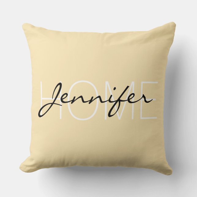 Almofada Monograma da casa da cor Banana mania (Frente)