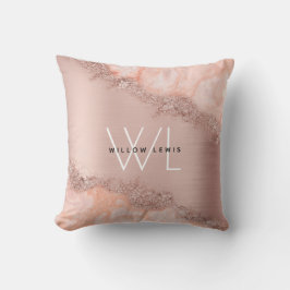 Almofada Monograma da Glitter do Gito do Agite Rosa com Lâm