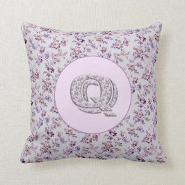 Almofada Monograma das flores de luxo Q