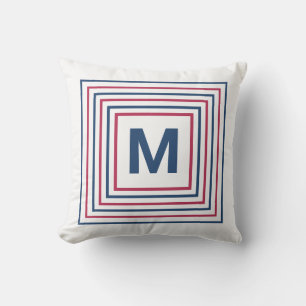 Almofada Monograma de 4 de julho de 2012, em branco e azul