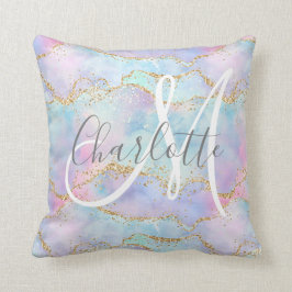 Almofada Monograma de agitação com brilho de ouro cor-de-ro