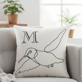 Almofada Monograma de Arte de Linha de Beija-flor Presente