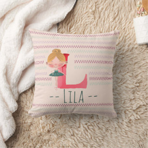Almofada Monograma de Bailarina Rosa Bege L – Arte Personal