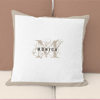 Almofada Monograma de Beige Moderno Russo Chic
