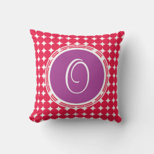 Almofada Monograma de Bolinhas Roxo e Vermelho
