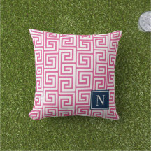 Monograma de Chave Grega Preppy – Rosa Vibrante e 
