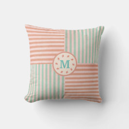 Almofada Monograma de faixa verde