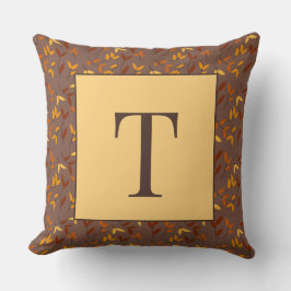 Almofada Monograma de Folha de outono Elegante