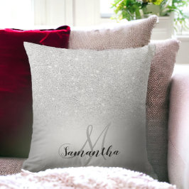 Almofada Monograma de folhas metálicas ombreiras de prata