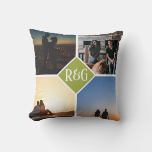 Almofada Monograma de Fotografias Personalizado Verde 4