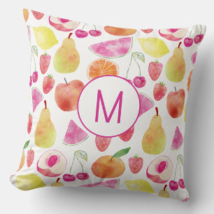Almofada Monograma de Fruta em Aquarela