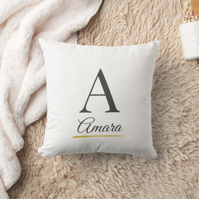 Almofada Monograma de Inicial e Nome Elegante (Cobertor)