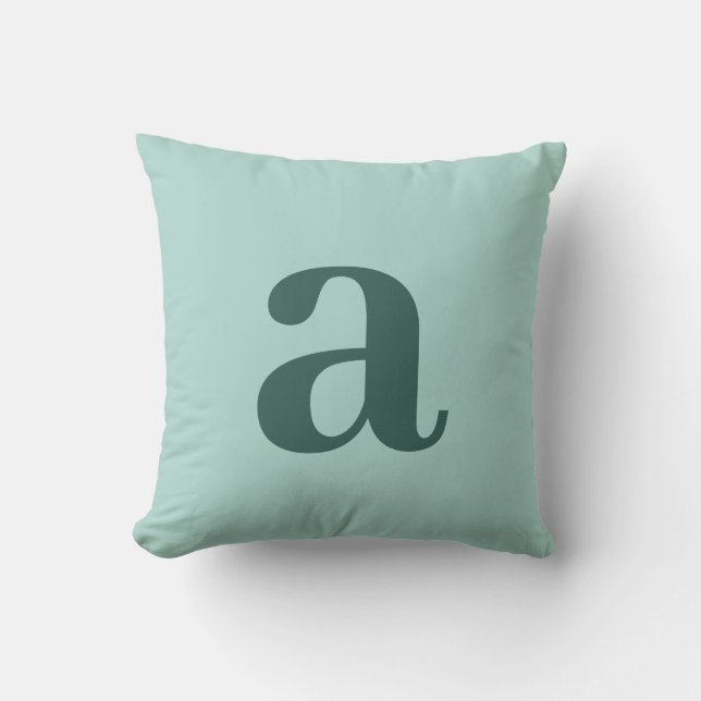 Almofada Monograma de Letra Azul Turquesa Minimalista (Frente)