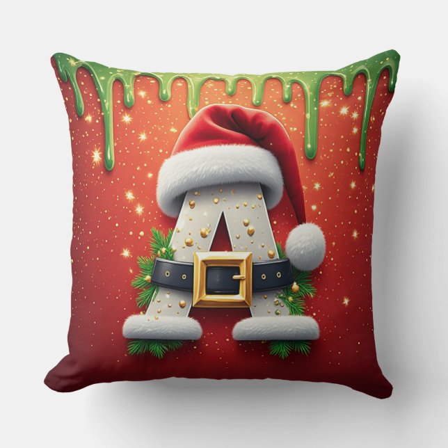 Almofada Monograma de Natal A Para Presentes de Inverno (Frente)