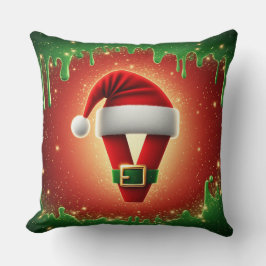 Almofada Monograma de Natal Personalizado V com Chapéu de P
